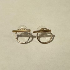 Jenny bird Gold plated Bar and Silver Plated hoop 2 way earrings