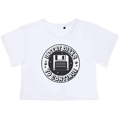 ''Insert Disk 2 To Continue'' Damen Baumwolle Crop Tops (CO054120)