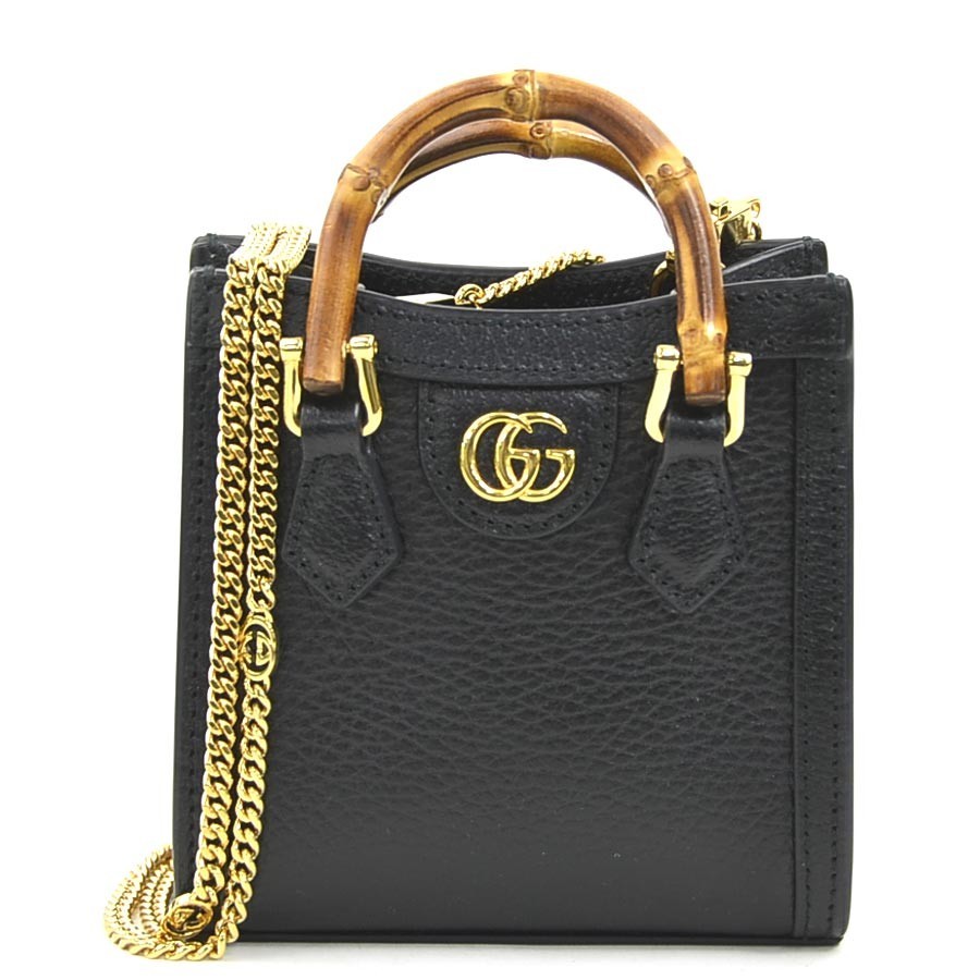 Borsa a tracolla originale Gucci Diana borsa a mano nera/pelle gola/metallo...