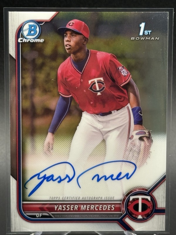 2022 Bowman Chrome YASSER MERCEDES 1st Chrome Auto CPA-YMS - Twins