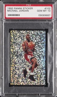 Lámina adhesiva Panini 1992 #102 Michael Jordan PSA 10