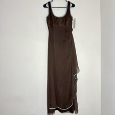 NWT BARI JAY Formal Evening Prom Dress Brown And Blue Gown Vintage Y2k Sz 3/4