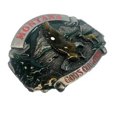 Montana Gods Country 1993 Siskiyou Belt Buckle Made In USA Ashland Vintage