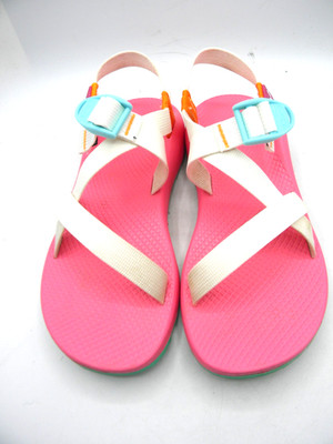 CHACO Classic White & Multi Strappy Sport Sandals Flat Size W9