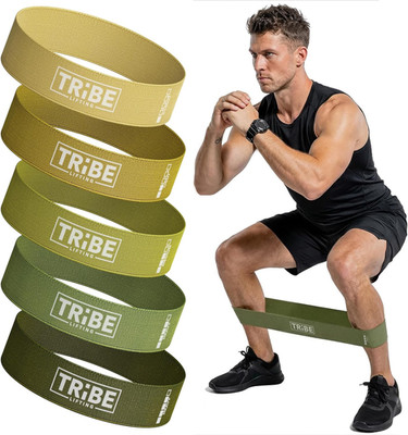 Tribe Lifting Fabric Resistance Bands for Working Out - 5 Exercise Bands Set for