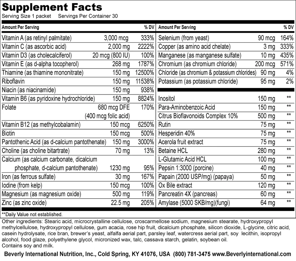 Pack multivitamínico de alta potencia para energía, rendimiento y apoyo inmunológico Foto 2 de 4
