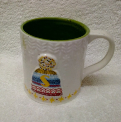 ANTHROPOLOGIE GEBÜNDELT MONOGRAMM BUCHSTABE S GROSSE KERAMIK WEIHNACHTEN/WINTER TASSE