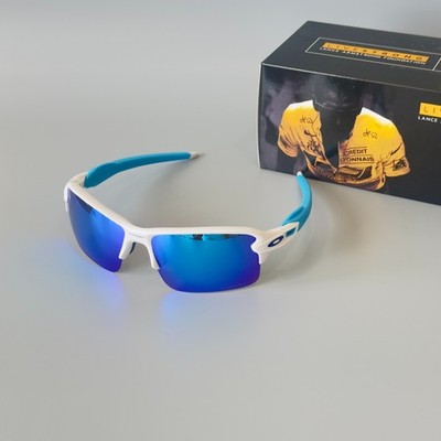 Oakley Flak 2.0 XL  Sunglasses White Frame Polarized Blue Lens Mens New