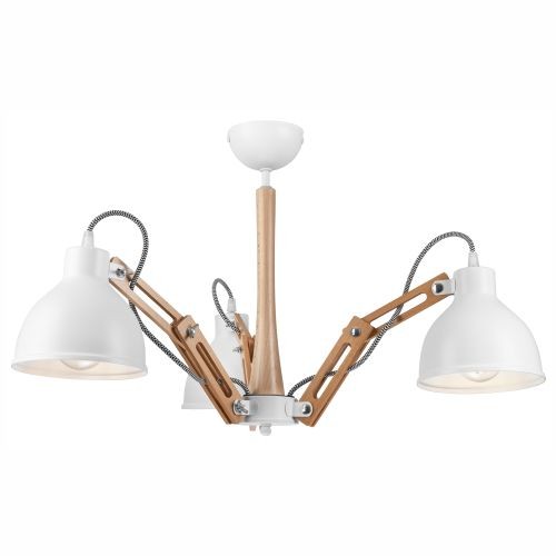 Deckenleuchte Holz Metall Verstellbare Arme Weiß Wohnzimmer Deckenlampe Tiasia-image
