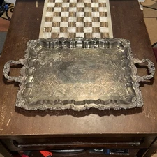 Vintage Sheridan Large Silver Plated Victorian Style Serving platter tray 16x25