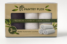 Pantry Plex Bamboo Washcloths 6pk 10"x10" Soft Reusable Face Towels -Lot of 3