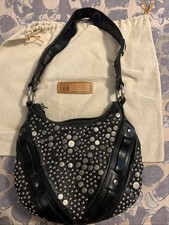 Frye Distressed Studded Leather Hobo Bag Black Western Star Bag- As Is