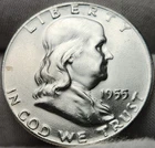 🐰 "Bugs Bunny" 1955 P Franklin Half Dollar, Choice BU, 90% Silver, F-5539