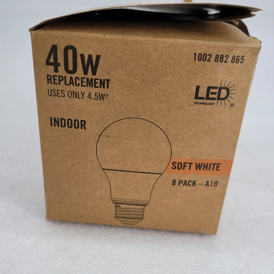 (8-Pk) Non-Dimmable LED Light Soft White A19 40W 1002 882 865  1464 - Image 2 of 4