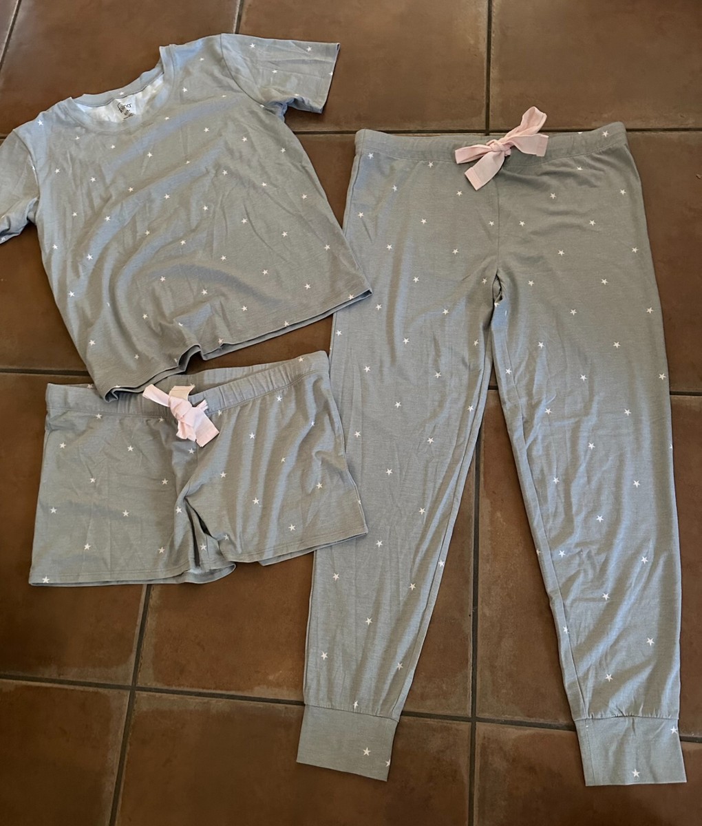FELINA WOMENS PJ SET TEE, SHORT, AND PANTS PAJAMAS THREE PCS SMALL