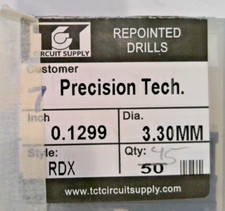 TCT REPOINTED DRILLS RDX 3.30MM 0.1299" DIA 0.472" FLUTE LOT OF 22 