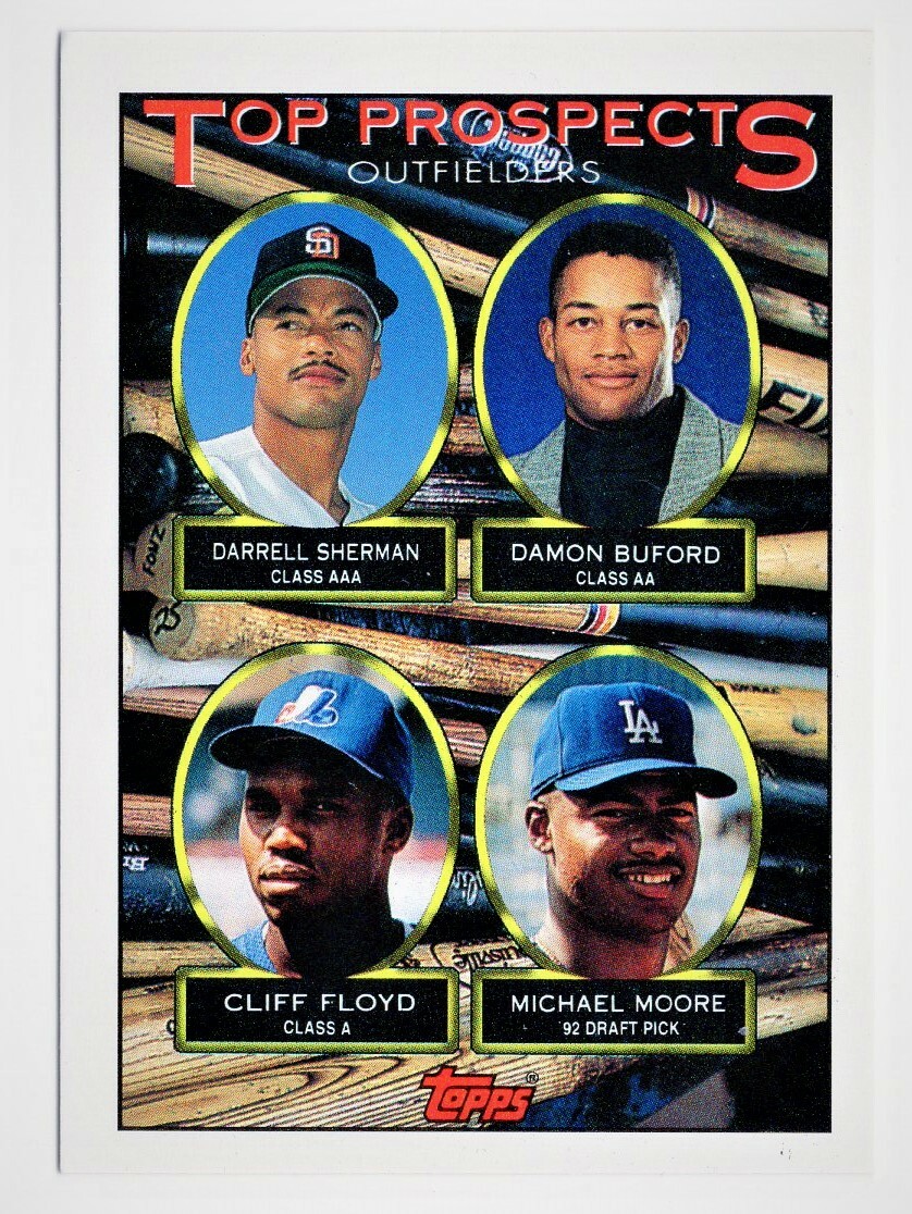 ベースボールカードtopsクリフフロイド Cliff Floyd 2 Card Rookie Lot (92 Topps Card #186, 93 Topps