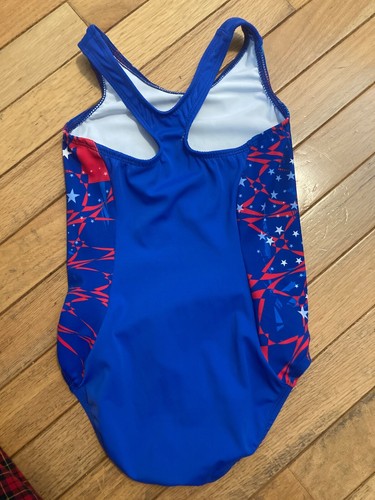 GK Elite LEOTARD Gymnastics Red White Blue Child Small CS - Picture 2 of 3