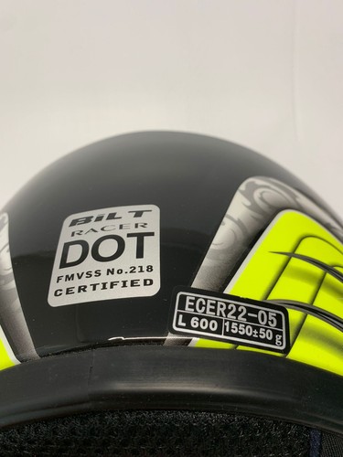 Bilt Racer Dot Helmet Motorcycle FF350 Black/Green L FREE SHIPPING - Picture 5 of 8