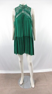 NWT Free People Women's Green Sleeveless Crinkle Ruffle Dress Size XS #OS740