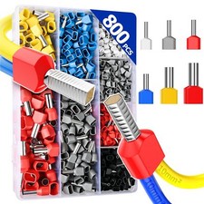 800 PCS Double Wire Ferrule Connector Kit for AWG 22-7 Dual Barrel