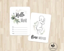 Baby Milestone Cards, Line art, Baby announcement, Photo props, 40 cards, 300gsm