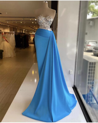 open lace back dress Sweetheart Long-Gloves Pleated Satin Fitted Prom Dress High Split Formal Gowns with Appliques Custom Color / US16