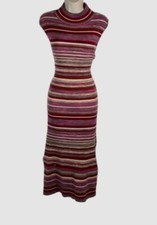 Calvin Klein Jeans Women's Pink Stripe Spacedye Mock-Neck Bodycon Dress Size L