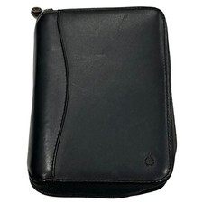 Franklin Covey Vintage Black Leather Full Zip Around Planner Organizer Compact S