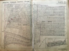 1937 ABINGTON TWP MONTGOMERY CO PA JACKSON TO NORTH HILLS AV & RTE 731 ATLAS MAP