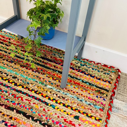 Striped Rug Jute Rugs Recycled Cotton Mat Multi Colour Beige Small to Large Mats - Picture 29 of 40
