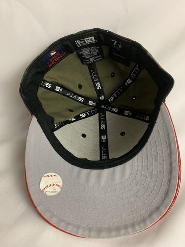 Cincinatti Reds - Camouflage With Red Vinil Visor Hat -Size 7 1/8 New Era - Picture 6 of 7