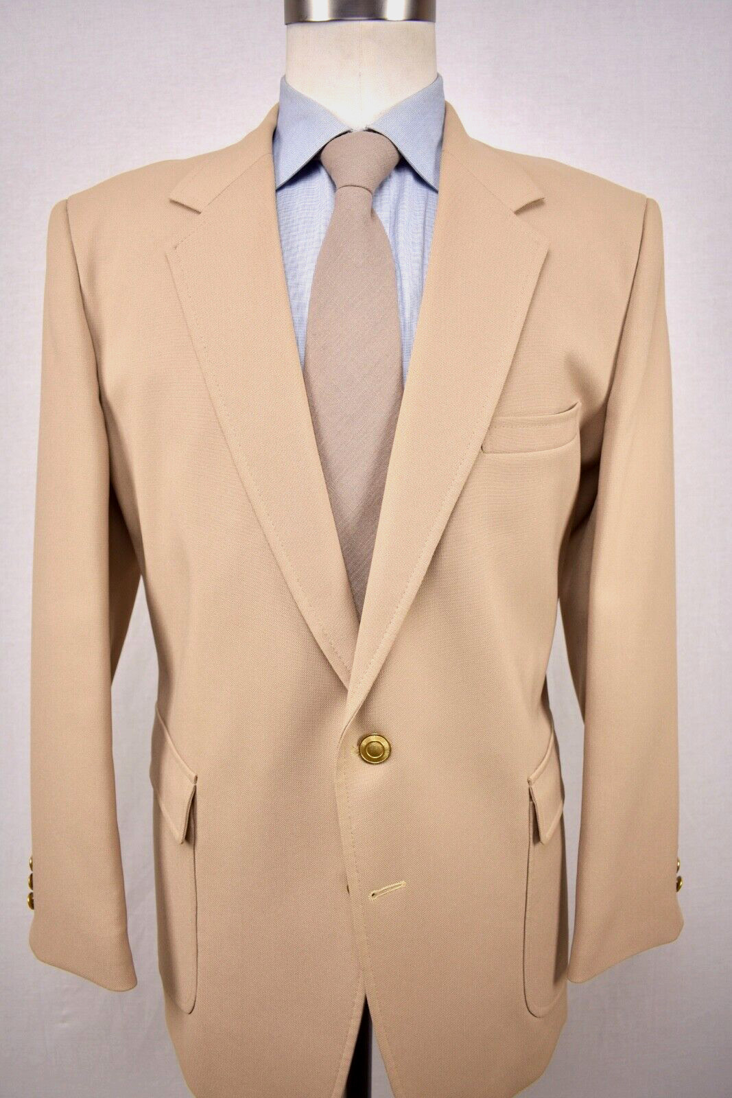 1970-80's Sears Solid Light Brown Polyester Two B… - image 1