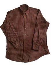 Arrow Shirt Mens XL Brown Red Classic Fit Wrinkle Free Cotton Blend
