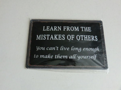 Learn from the mistakes of others Blechschild ca. 20 x 30 cm NEU OVP
