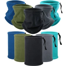 Winter Fleece Thermal Neck Gaiter Ski Windproof Face Mask Scarf with Drawstring