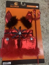 Devil Red Cosplay Costume Halloween Play Dress Up 5 Piece Accessory Set