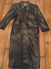 Black Leather Coat - Full Length - Women