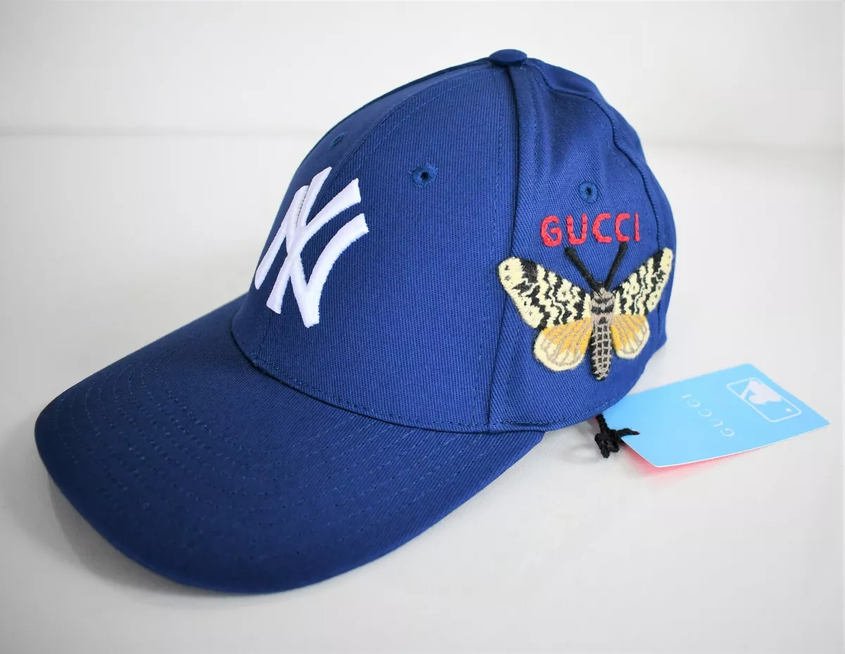 Gucci NY Yankees Embroidered Butterfly Baseball Cap Black Men's - US