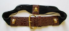VTG 80's Escada Leopard Croc Suede Statement Belt Sz 40 Made in Germany