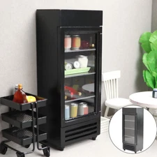 Mini Dollhouse Miniature Refrigerator Model 1 12 Scale Wooden Fridge Black++