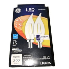 GE LED SOFT WHITE 40W REPLACEMENT CANDELABRA BASE 2 BULBS