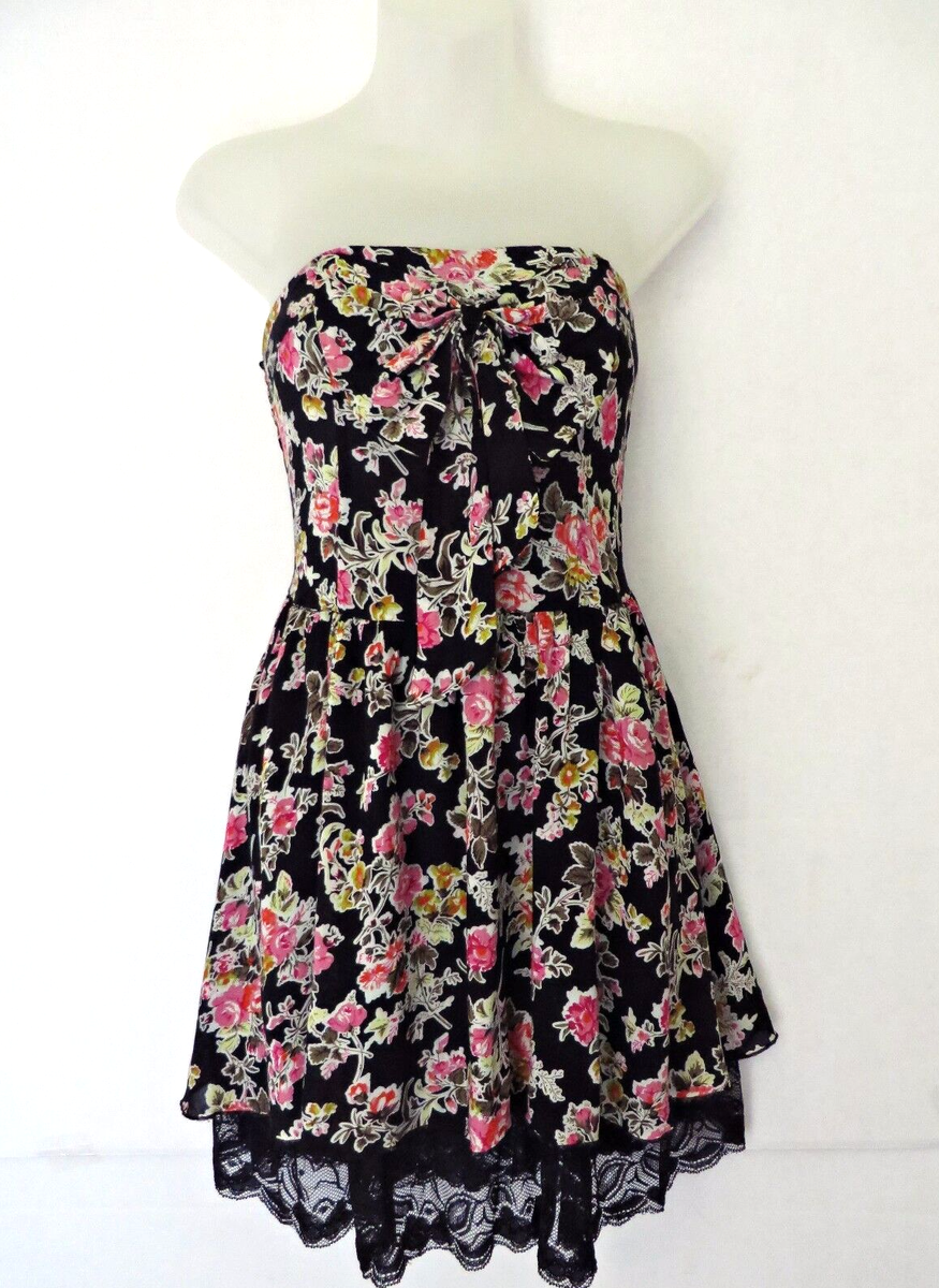 Y2K Vtg 90s MENGLU FASHION Smocked Strapless Bow Lace Mini Dress Women Sz L  XL | eBay