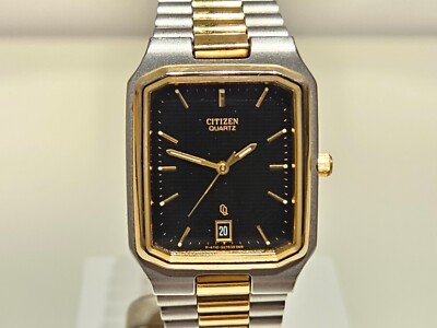 VINTAGE ELEGANT RECTANGLE 28mm TWO TONE GRAY-GOLD MEN display picture 1