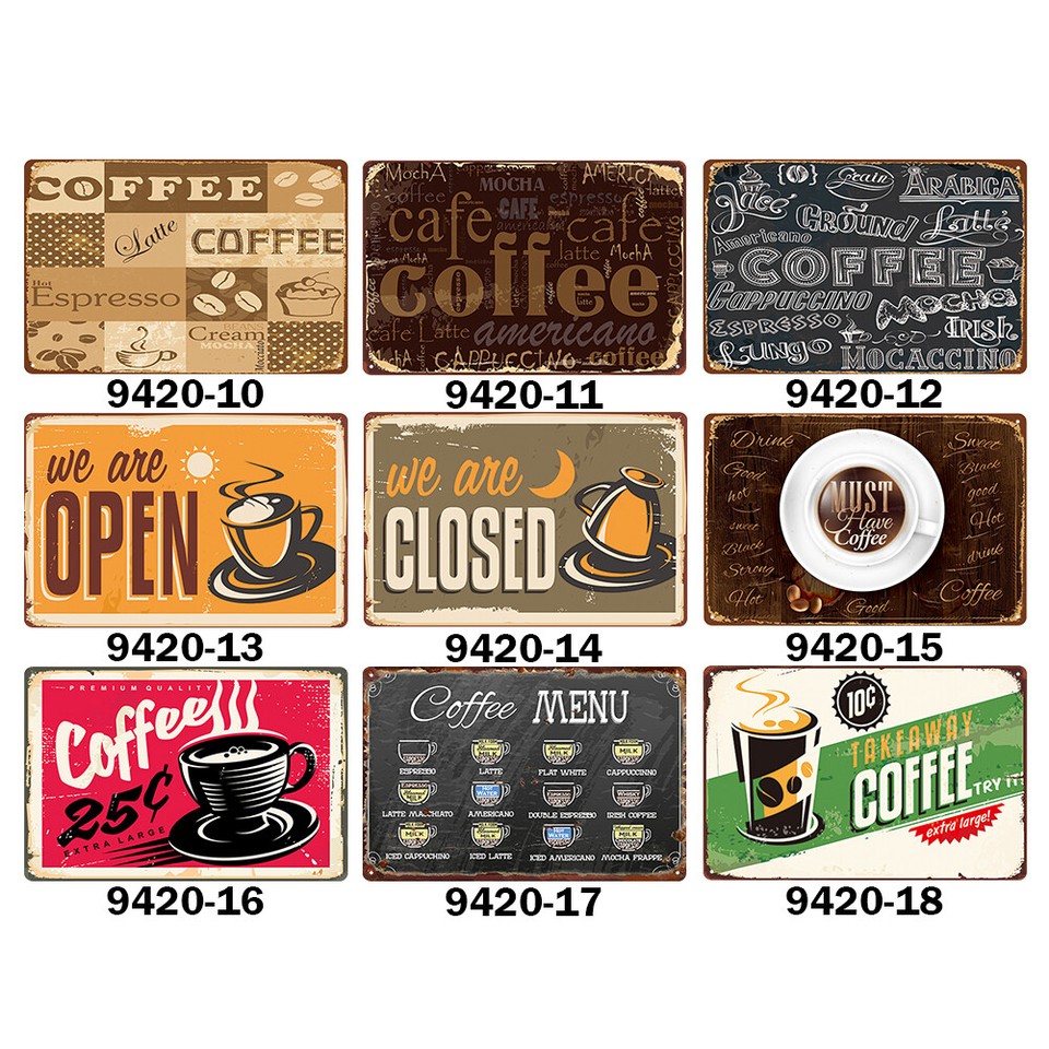  Coffee Metal Plate Tin Sign Vintage Iron Painting Living Room