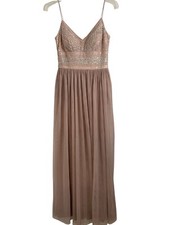 Adrianna Papell Embellished Blush Pink Evening Gown Size 2 Strap BHLDN wedding