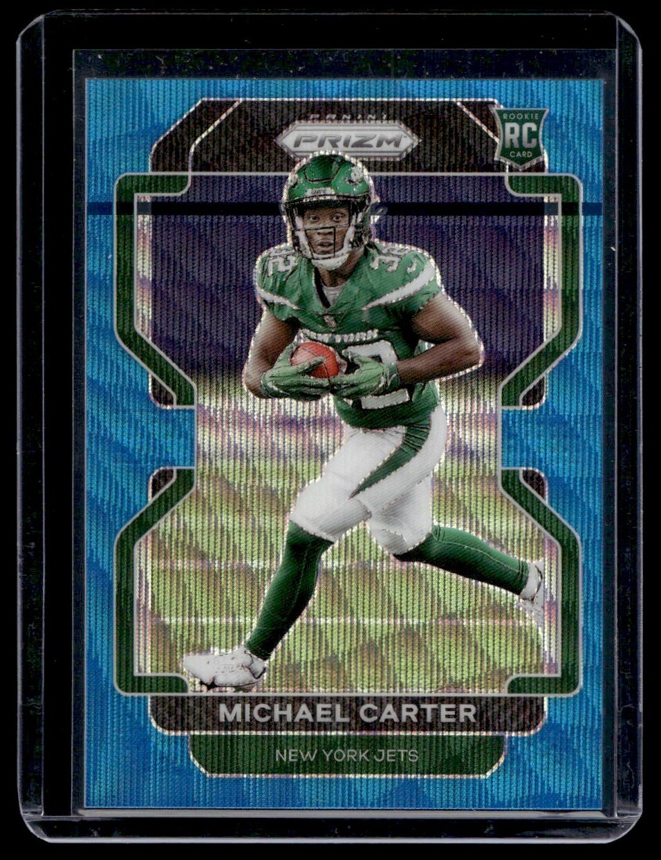 2021 Panini Prizm Blue Wave #365 Michael Carter Rookie 062/199