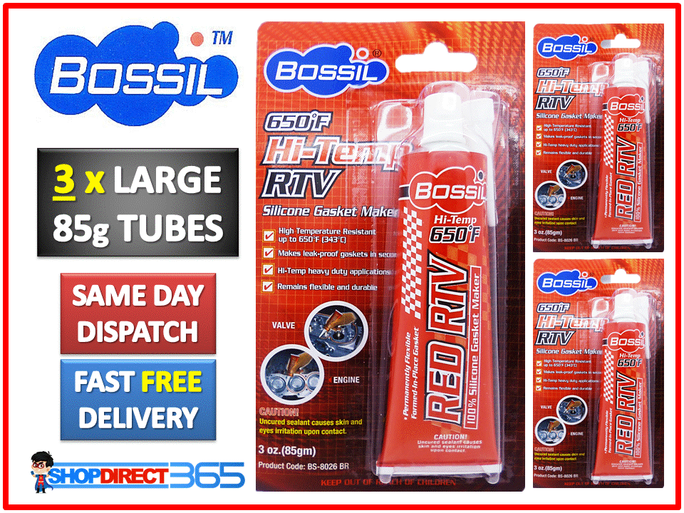 3 X ABRO RTV Silicone Instant Gasket Maker Red High Temp Sealant 85g UK ...