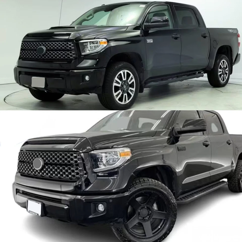 For 2014-2021 Toyota Tundra Gloss Black Front Grille & Hood Bulge Molding Grill Foto 4 de 4
