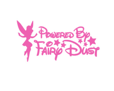 POWERED BY FAIRY DUST PIXIE AUFKLEBER VINYL STICKER 8 Zoll x 4 Zoll AUTO VAN WAND SCHLAFZIMMER